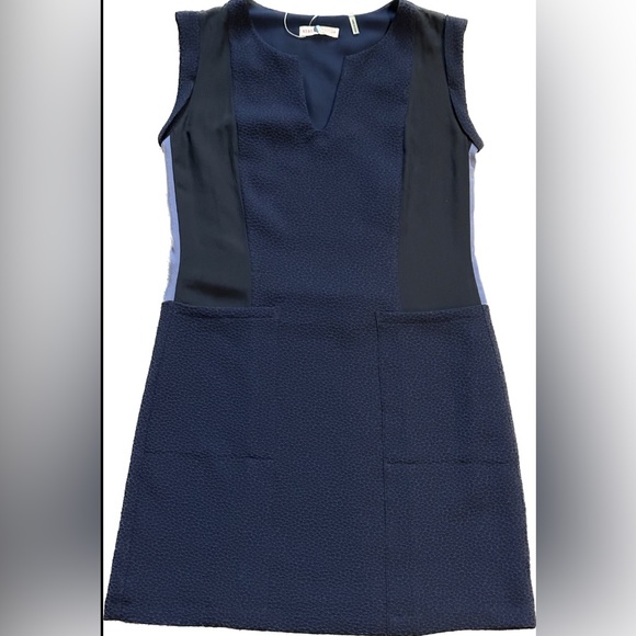 RETAIL $295 NWT Rebecca Taylor Navy Textured Crepe Shift Dress 2 - Picture 1 of 8